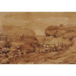 Manner of J.M.W. Turner. Liber Studiorum Study, Sepia Watercolour, bears label verso, 7" x 10".