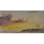 Circle of Turner of Oxford. Sunset Sky Study, Watercolour, Unframed, 3.5" x 6".