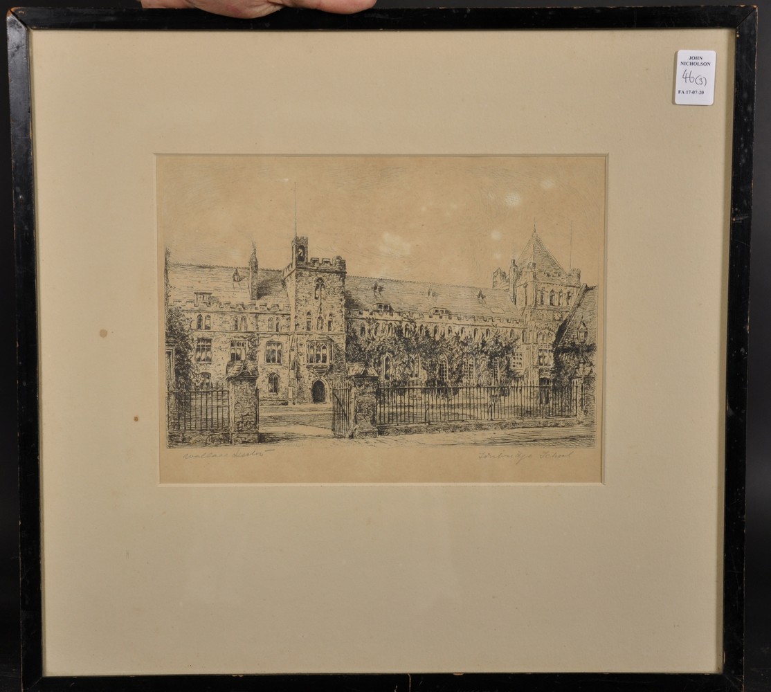 An Engraving of a Deer by J.E Nilson, 7" x 10", and two further prints of Tonbridge School (3). - Image 3 of 4