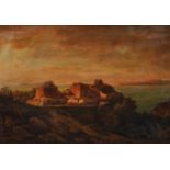 Circle of Eduard Hildebrandt (1818 - 1868) German. 'Korfu', Scene of a Castle overlooking the Coast,