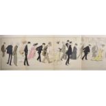 Georges Goursat 'Sem', La Marche a la Roulette. A Quadruple Page Lithograph, 20.5" x 53".