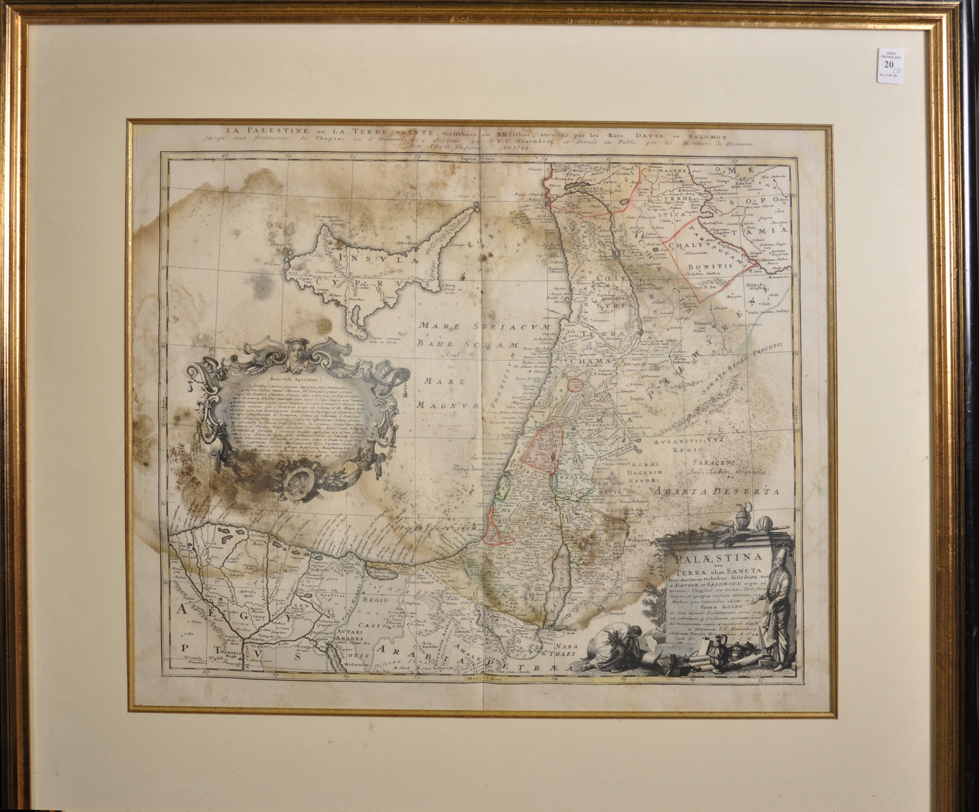 A Map of Palestine, Circa 1744, 20" x 23". With a Town View of Maestricht and a Map of Vogtlondiae. - Image 2 of 7