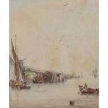 Attributed to Samuel Owen (1769-1857) British. A Harbour Scene, Watercolour, 10" x 8".