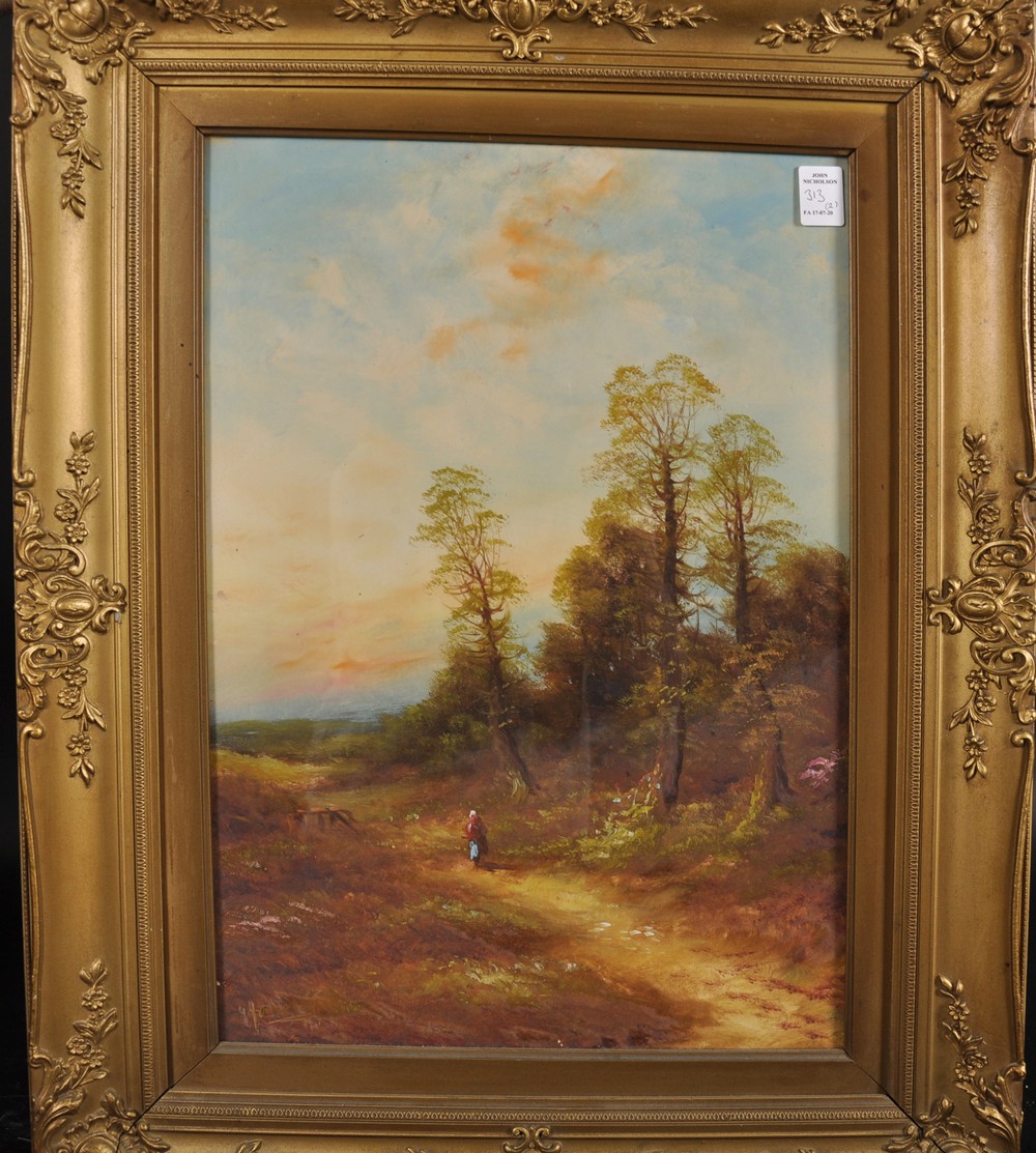 Late 19th Century School. Shepherdess in a Landscape, Oil on Board, Indistinctly Signed, 19.5" x - Image 4 of 5