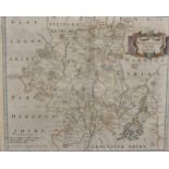 After Robert Morden, Late 17th Century Map of Worcestershire, 14" x 16.5", and 3 other maps.