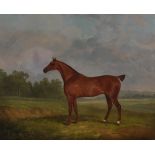 James Barrenger (1780-1831) British. A Chestnut Hunter in a Landscape, Oil on Canvas, Signed, 25"