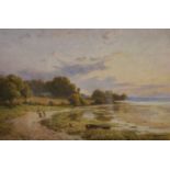 Thomas Pyne (1843-1935) British. 'Sunset at Bradfield', Watercolour, Signed and Dated 1912, 9.5" x