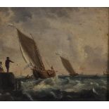 19th Century English School. A Marine Scene, Oil on Metal, Indistinctly Inscribed Verso, 7" x 8".