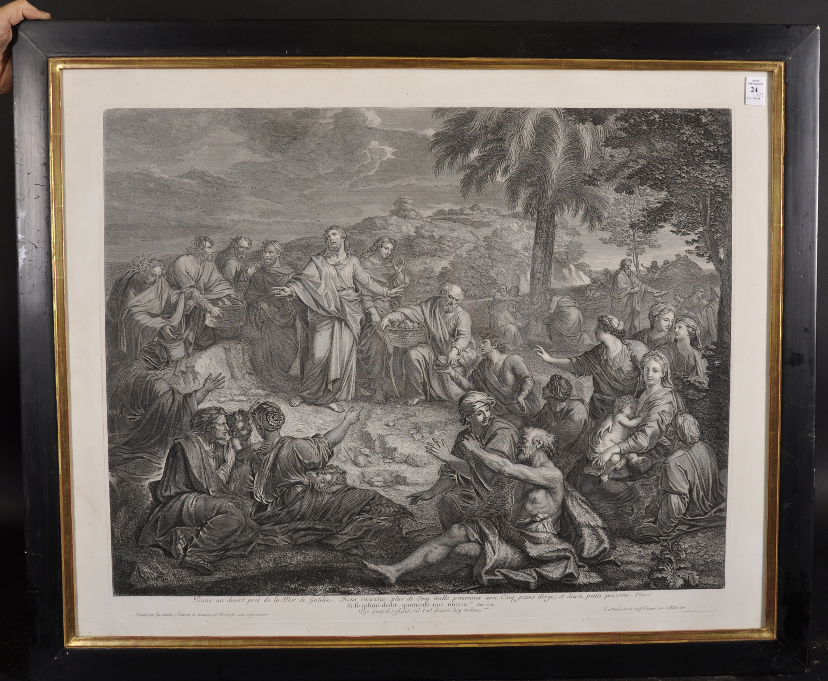 19th Century French. Jesus Feeding the Five Thousand, Engraving, 22" x 27.5", and a companion - Image 2 of 5