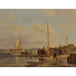 Pieter Cornelis Dommersen (1834-1908), Dutch. 'Durgerdam', Oil on Mahogany Panel, Signed and