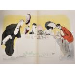 George Goursat 'SEM', 4 Double Page and 9 Single Page Caricatures of Society Figures in Portfolio,