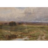 Harold Sutton Palmer (1854-1933) British. A Moorland Scene with Sheep in the Foreground,