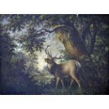 J.H. Lemaitre (19th Century) European. A Twelve Pointed Stag by a Tree, with other Deer in a