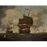 18th Century English School. A Scene of Shipping with 2 Three-Masted Ships, Oil on Canvas,