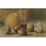 William Henry Hunt (1790-1864) British. A Still Life of an Apple and Nuts, Watercolour, Signed, 4.