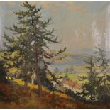 Joseph Edward Hannah (1896-1963) British. River View through the Trees, Oil on Canvas, Signed, 24" x