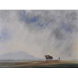 W. Owen Ward. Horses in Glade, Mixed Media, Signed, 24.5"x 39", with 2 Ploughing Scenes by the same