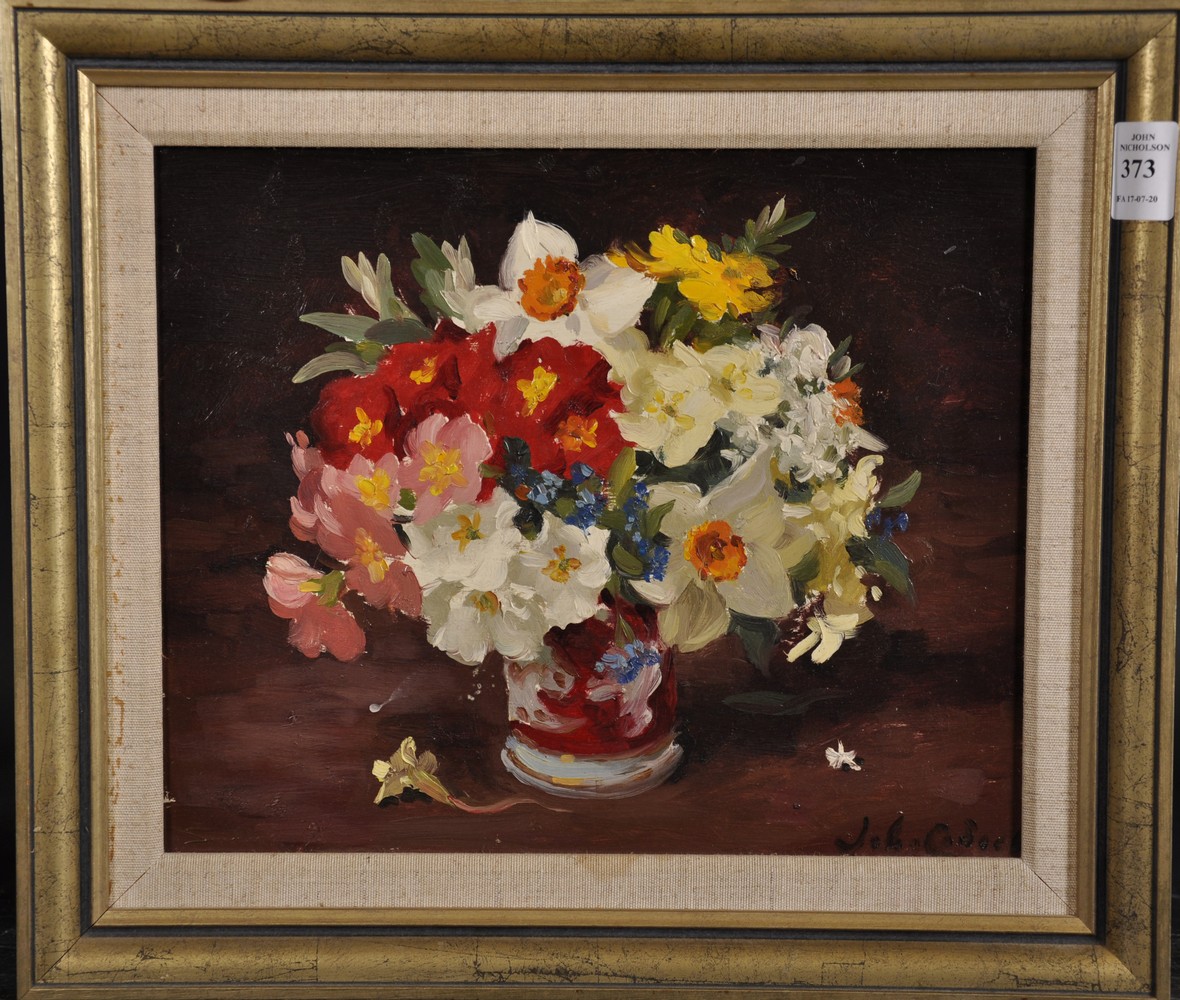 John Whitlock Codner (1913-2008) British. A Still Life of Flowers in a Vase, Oil on Board, Signed, - Image 2 of 4