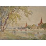 Chit M.G. (20th Century) Thailand, possibly a View of Old Bangkok, Watercolour, Signed, 9.5" x 12.