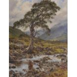 Robert Morley (1857-1941) British. 'In the Wilds of the Highlands', Oil on Canvas, Signed, Exhibited