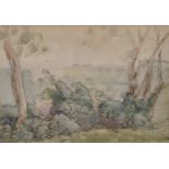 20th Century School, Landscape with Trees, Indistinctly Signed and Dated 1923, 6.5" x 9.5".