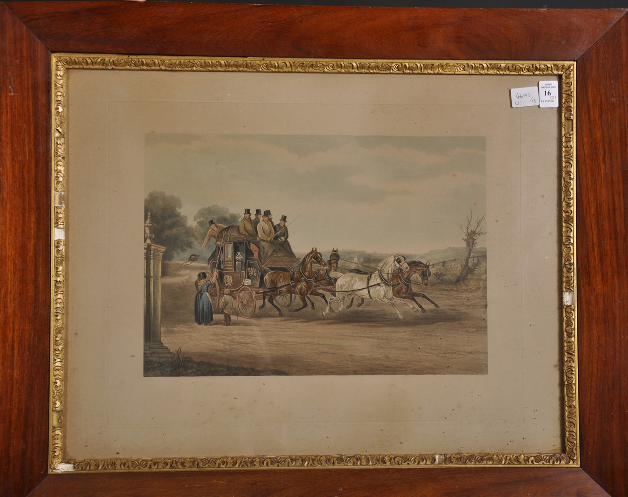 A Pair of Coaching Scenes, Printed by Arthur Ackermann, in Rosewood Frames, 10.5" x 16" (2). - Image 2 of 5