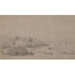 19th Century French School. A River Landscape, Pencil, Signed Indistinctly and Dated 25 June 1858,