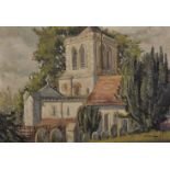 W.T. Kirk (20th Century) British. A View of a Church, Oil on Board, Signed and Dated 1921, 14" x