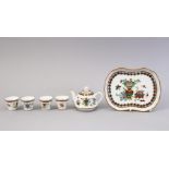 A 20TH CENTURY CHINESE FAMILLE ROSE TEA SET & TRAY, the set comprising four cups, one teapot and one