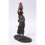 IN THE MANNER OF BERGMAN, A GOOD AUSTRIAN COLD PAINTED BRONZE ORIENTALIST FIGURE of a female