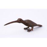 A JAPANESE MEIJI PERIOD STYLE BRONZE FIGURE OF A BIRD, the underside with a mark, 14cm.