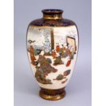 A GOOD JAPANESE MEIJI PERIOD SATSUMA VASE - KINKOZAN, the vase with two main panels depicting