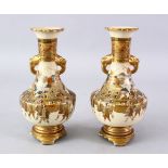A GOOD PAIR OF JAPANESE MEIJI PERIOD SATSUMA PROCESSION VASES, the body of the vases decorated