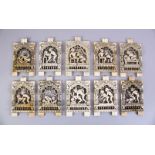 A LOT OF TEN 18TH / 19TH CENTURY INDIAN CARVED IVORY EROTIC PLAQUES, this lot comprising ten well
