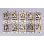 A LOT OF TEN 18TH / 19TH CENTURY INDIAN CARVED IVORY EROTIC PLAQUES, this lot comprising ten well