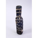 A GOOD MAMLUK MARVERED GLASS MINIATURE VASE, 9cm.