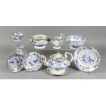 A CHAMBERLAIN WORCESTER BLUE AND WHITE TEA SET, comprising large teapot, cover and stand, sucrier