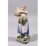 A COPENHAGEN PORCELAIN GROUP OF A YOUNG GIRL CARRYING A SHEAF OF CORN. Pattern 908. 7.5ins high.