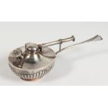 A CONTINENTAL SILVER SPIRIT BURNER, with tapering handle, stamped 0800.