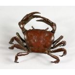 A JAPANESE BRONZE MODEL OF A CRAB. 3.5ins wide.