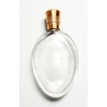 A CUT GLASS SCENT BOTTLE, with 18ct gold top. 3.5ins high.