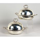 A GOOD PAIR OF GEORGE III PAUL STORR CIRCULAR TWO-HANDLED VEGETABLE TUREENS AND COVERS, with
