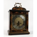 A FRENCH MADE LACQUER CASED BRACKET CLOCK, in a Chinoiserie case, eight-day movement, silver chapter