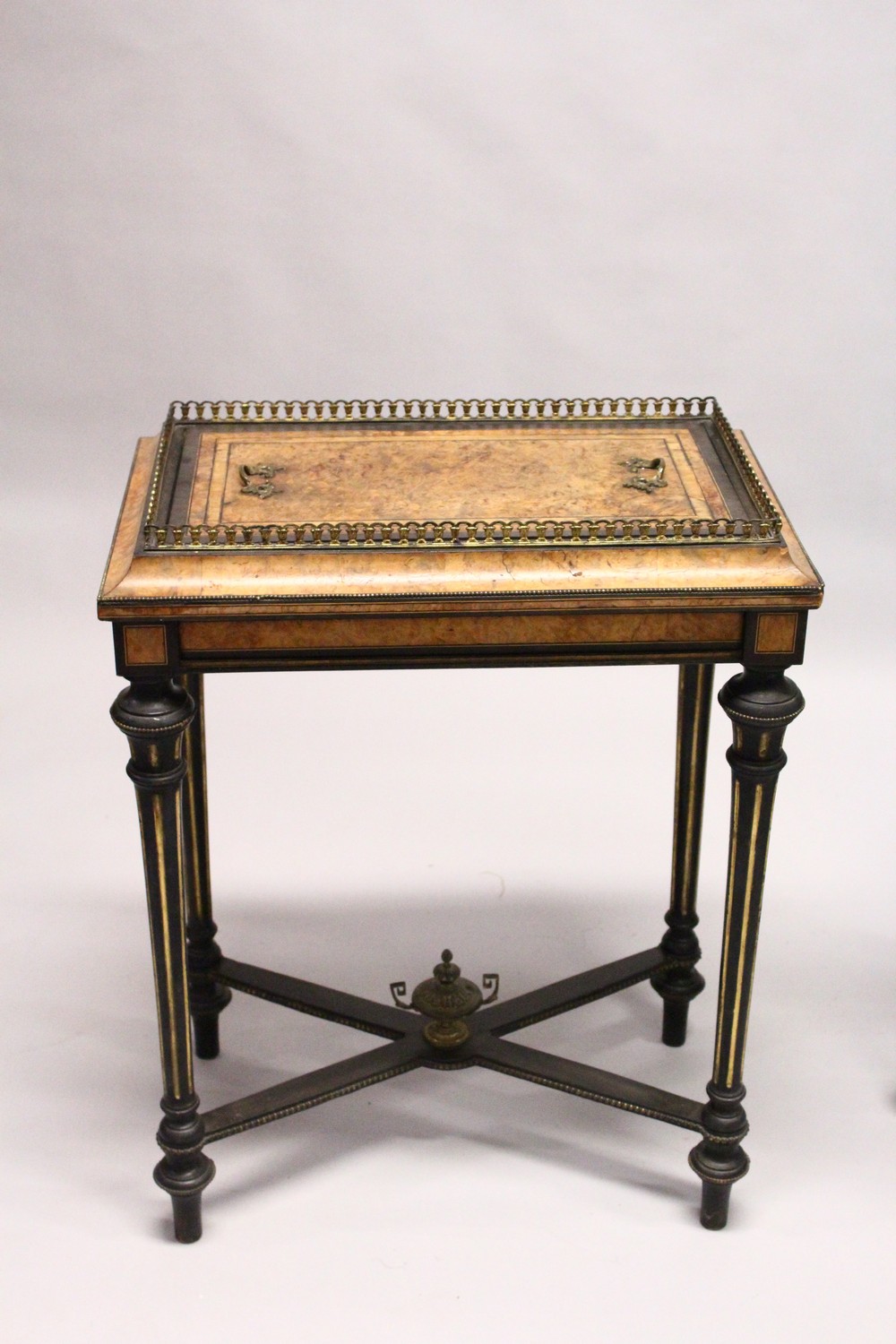 A PAIR OF 19TH CENTURY FRENCH WALNUT, EBONISED AND ORMOLU RECTANGULAR JARDINIERES, with removable - Image 2 of 9