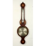 A 19TH CENTURY MAHOGANY CASED WHEEL BAROMETER/THERMOMETER by F. Molton, St Lawrence Steps,