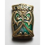 A NOVELTY ART NOUVEAU DESIGN BRASS VESTA CASE.