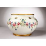 A VERY GOOD LARGE MOORCROFT POTTERY CIRCULAR JARDINIERE, "Roses and Forget-Me-Nots". MacIntyre &