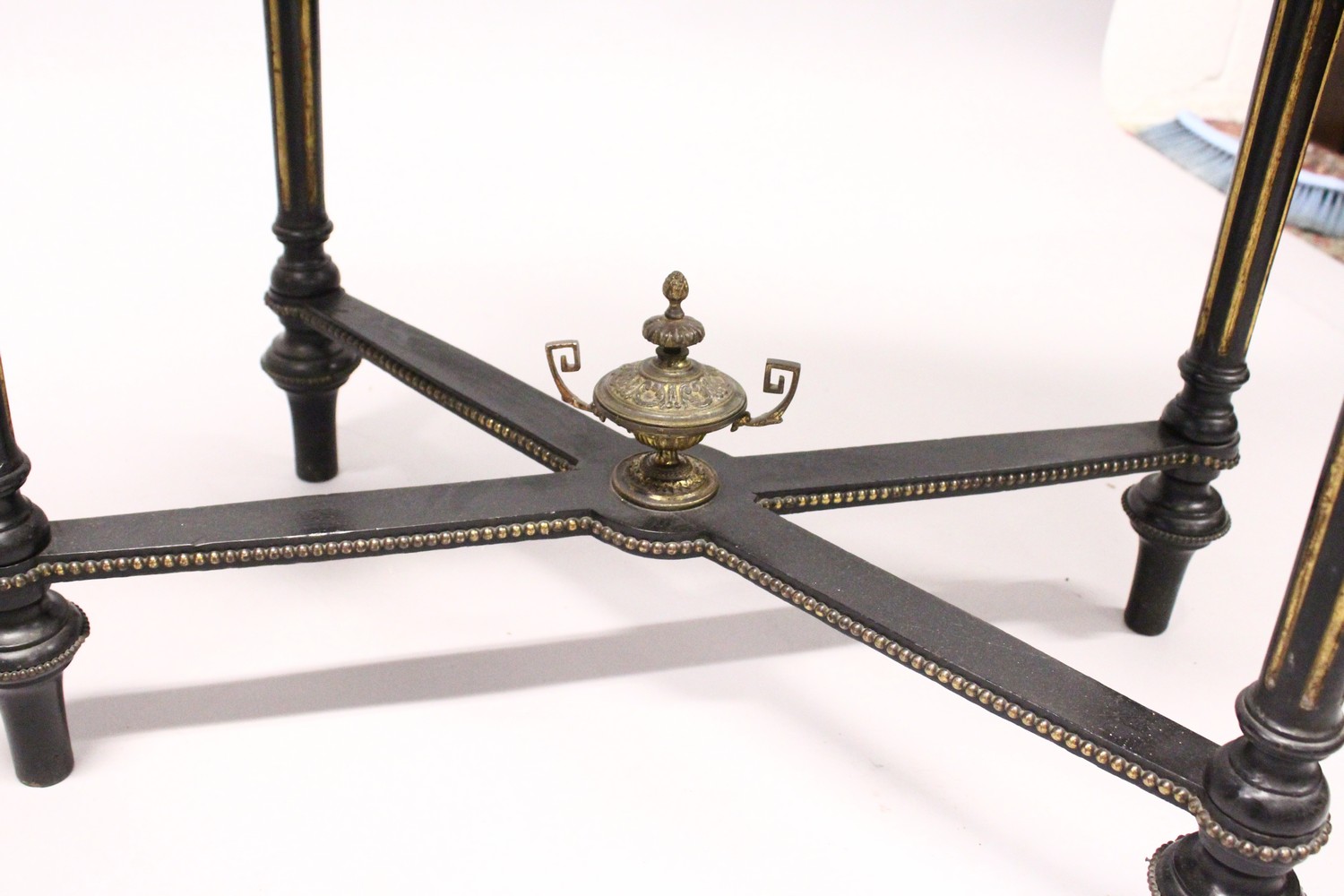 A PAIR OF 19TH CENTURY FRENCH WALNUT, EBONISED AND ORMOLU RECTANGULAR JARDINIERES, with removable - Image 7 of 9