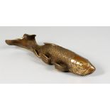 A BRONZE CARP 11ins long.