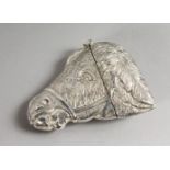 A NOVELTY SILVER-PLATE HORSE HEAD VESTA.